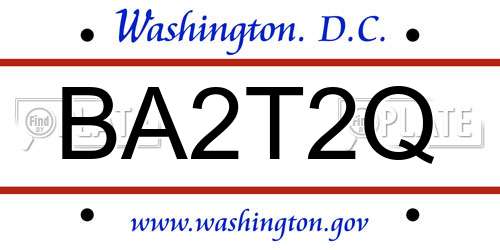 BA2T2Q District Of Columbia License Plate