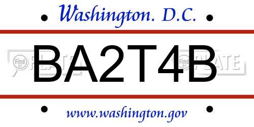 BA2T4B District Of Columbia License Plate