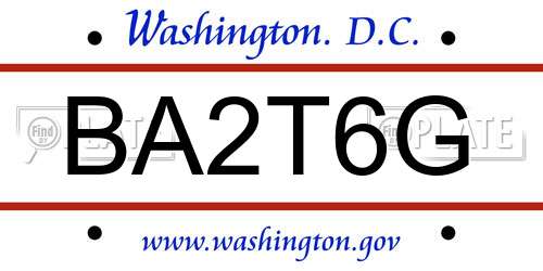 BA2T6G District Of Columbia License Plate