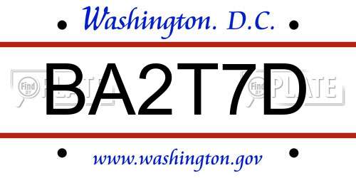 BA2T7D District Of Columbia License Plate
