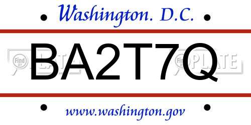 BA2T7Q District Of Columbia License Plate