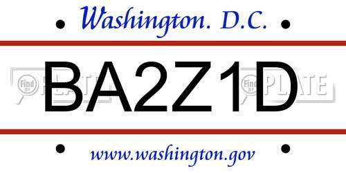 BA2Z1D District Of Columbia License Plate