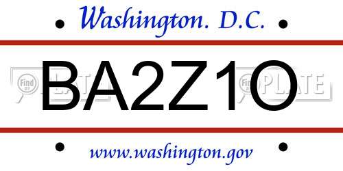 BA2Z1O District Of Columbia License Plate