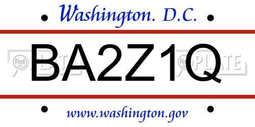 BA2Z1Q District Of Columbia License Plate