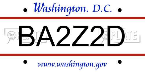 BA2Z2D District Of Columbia License Plate