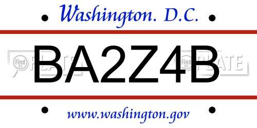 BA2Z4B District Of Columbia License Plate
