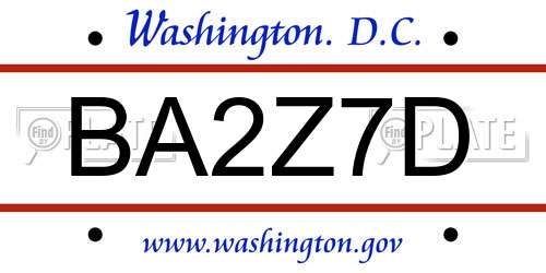 BA2Z7D District Of Columbia License Plate