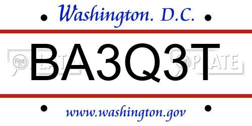 BA3Q3T District Of Columbia License Plate