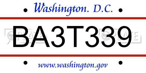 BA3T339 District Of Columbia License Plate