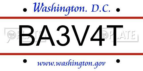 BA3V4T District Of Columbia License Plate