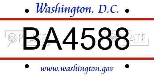 BA4588 District Of Columbia License Plate