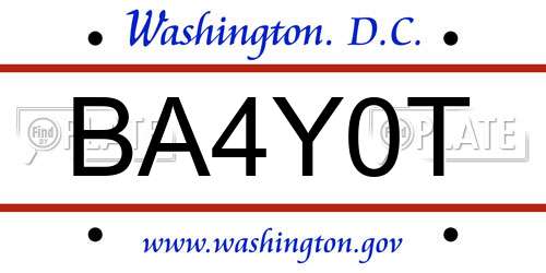 BA4Y0T District Of Columbia License Plate