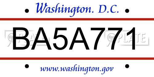 BA5A771 District Of Columbia License Plate