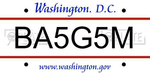 BA5G5M District Of Columbia License Plate