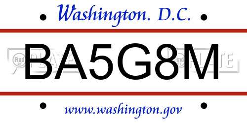 BA5G8M District Of Columbia License Plate