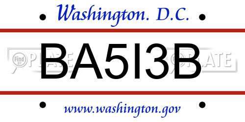 BA5I3B District Of Columbia License Plate