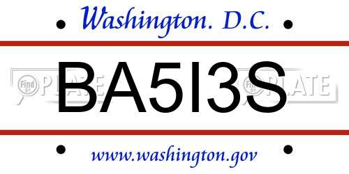 BA5I3S District Of Columbia License Plate