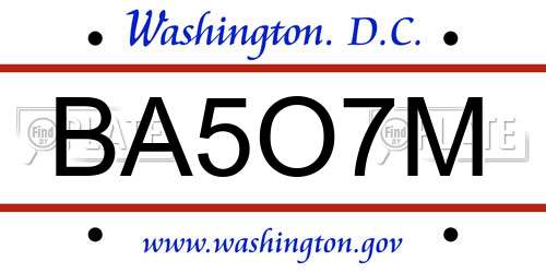 BA5O7M District Of Columbia License Plate