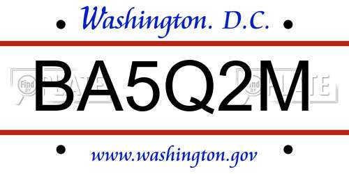 BA5Q2M District Of Columbia License Plate