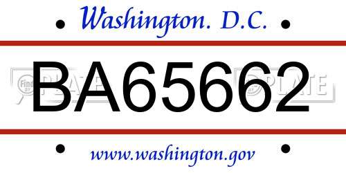 BA65662 District Of Columbia License Plate