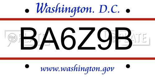 BA6Z9B District Of Columbia License Plate