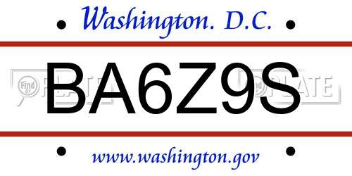 BA6Z9S District Of Columbia License Plate