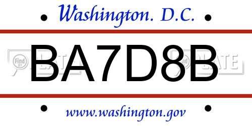 BA7D8B District Of Columbia License Plate