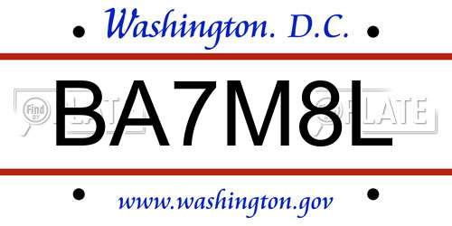 BA7M8L District Of Columbia License Plate