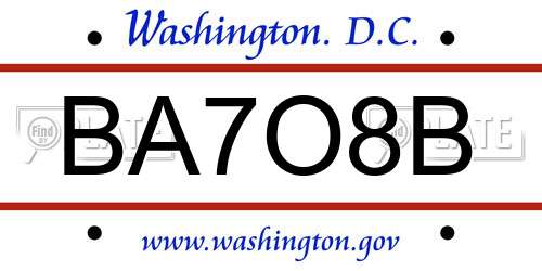 BA7O8B District Of Columbia License Plate