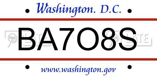 BA7O8S District Of Columbia License Plate