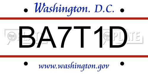 BA7T1D District Of Columbia License Plate