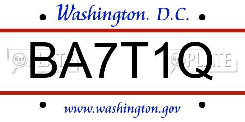 BA7T1Q District Of Columbia License Plate