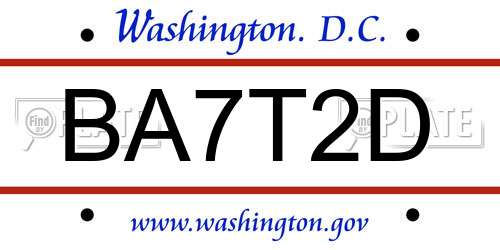 BA7T2D District Of Columbia License Plate