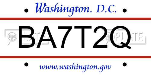 BA7T2Q District Of Columbia License Plate