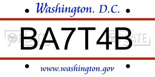 BA7T4B District Of Columbia License Plate