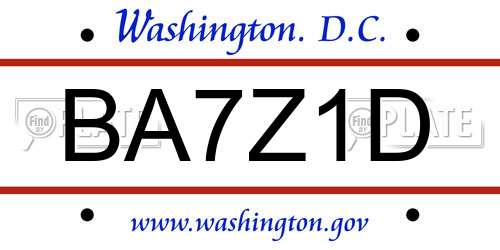 BA7Z1D District Of Columbia License Plate