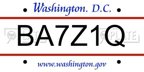 BA7Z1Q District Of Columbia License Plate
