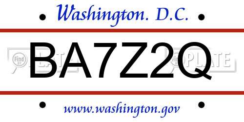 BA7Z2Q District Of Columbia License Plate