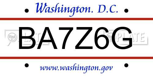 BA7Z6G District Of Columbia License Plate