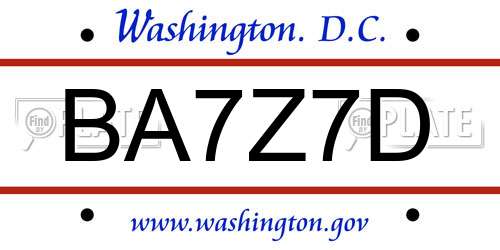 BA7Z7D District Of Columbia License Plate