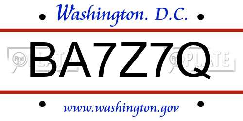 BA7Z7Q District Of Columbia License Plate