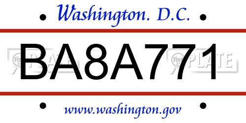 BA8A771 District Of Columbia License Plate