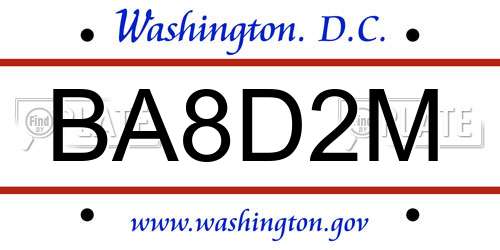 BA8D2M District Of Columbia License Plate
