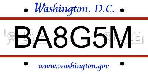 BA8G5M District Of Columbia License Plate