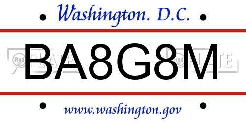 BA8G8M District Of Columbia License Plate