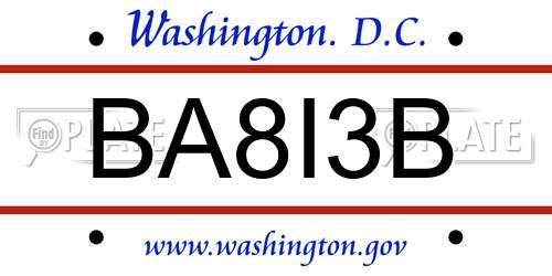 BA8I3B District Of Columbia License Plate