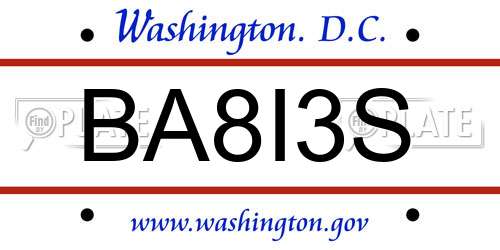 BA8I3S District Of Columbia License Plate