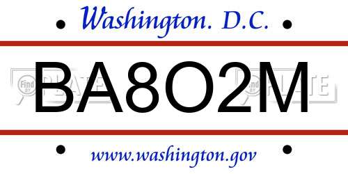 BA8O2M District Of Columbia License Plate