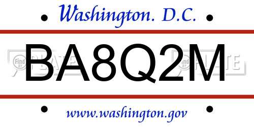 BA8Q2M District Of Columbia License Plate