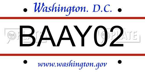 BAAY02 District Of Columbia License Plate